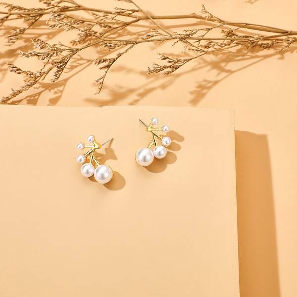 

Faux Pearl Earrings, White