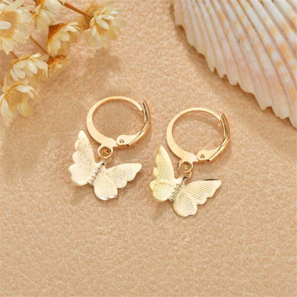 

Butterfly Drop Earrings, Gold