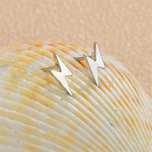 

Lightning Stud Earrings, Silver