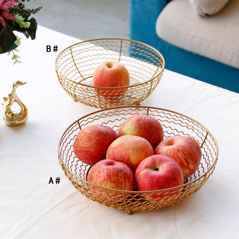 

1pc Hollow Out Kitchen Fruit Storage Basket, Gold