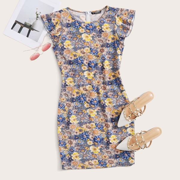 

Floral Print Bodycon Dress, Multicolor