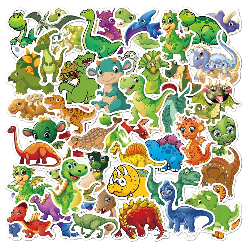 

50pcs Random Dinosaur Sticker, Multicolor