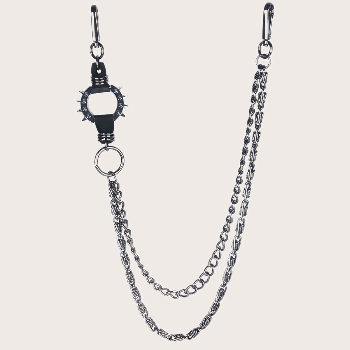 

Metal Layered Chain Belt, Black