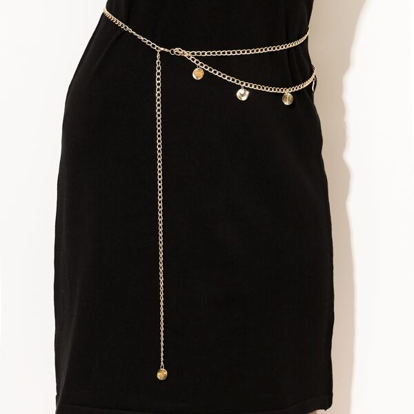 

Disc Charm Layered Chain Necklace, Gold