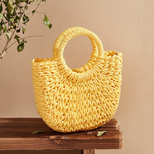 

Woven Satchel Bag, Yellow