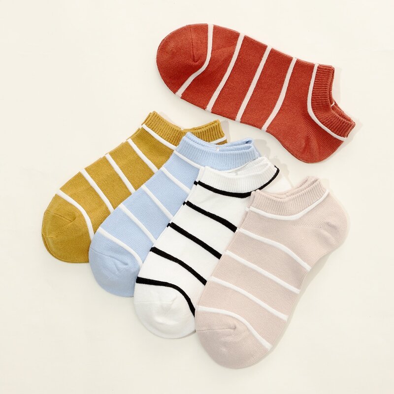 

5pairs Striped Pattern Ankle Socks, Multicolor