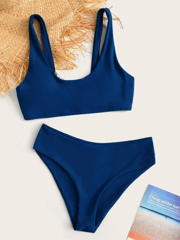 plain blue swimsuit