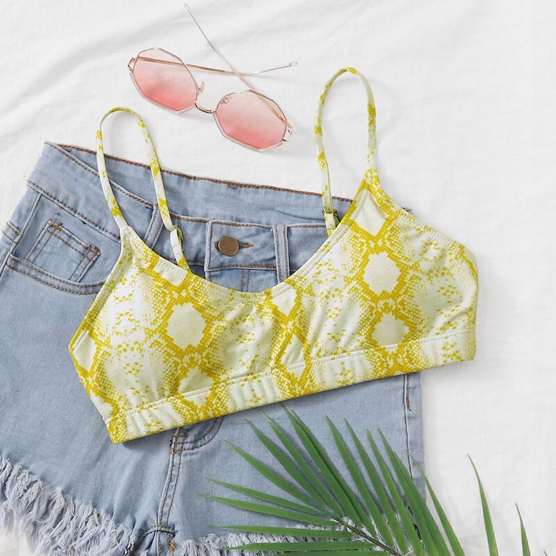 

Snakeskin Bikini Top, Yellow