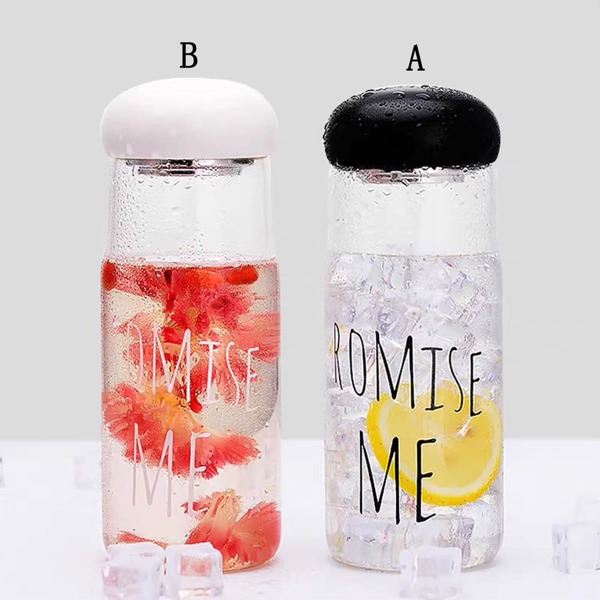 

1pc Slogan Graphic Glass Bottle, Multicolor