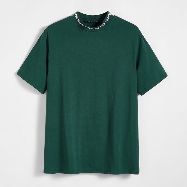 

Men Slogan Graphic Neck Top, Green