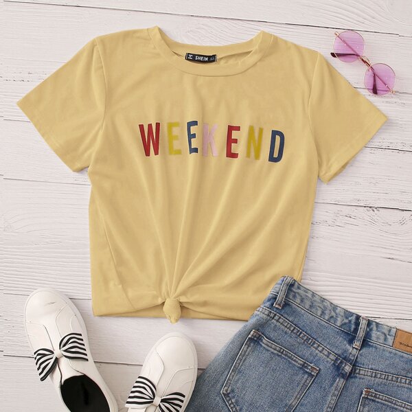 

Letter Graphic Tee, Yellow