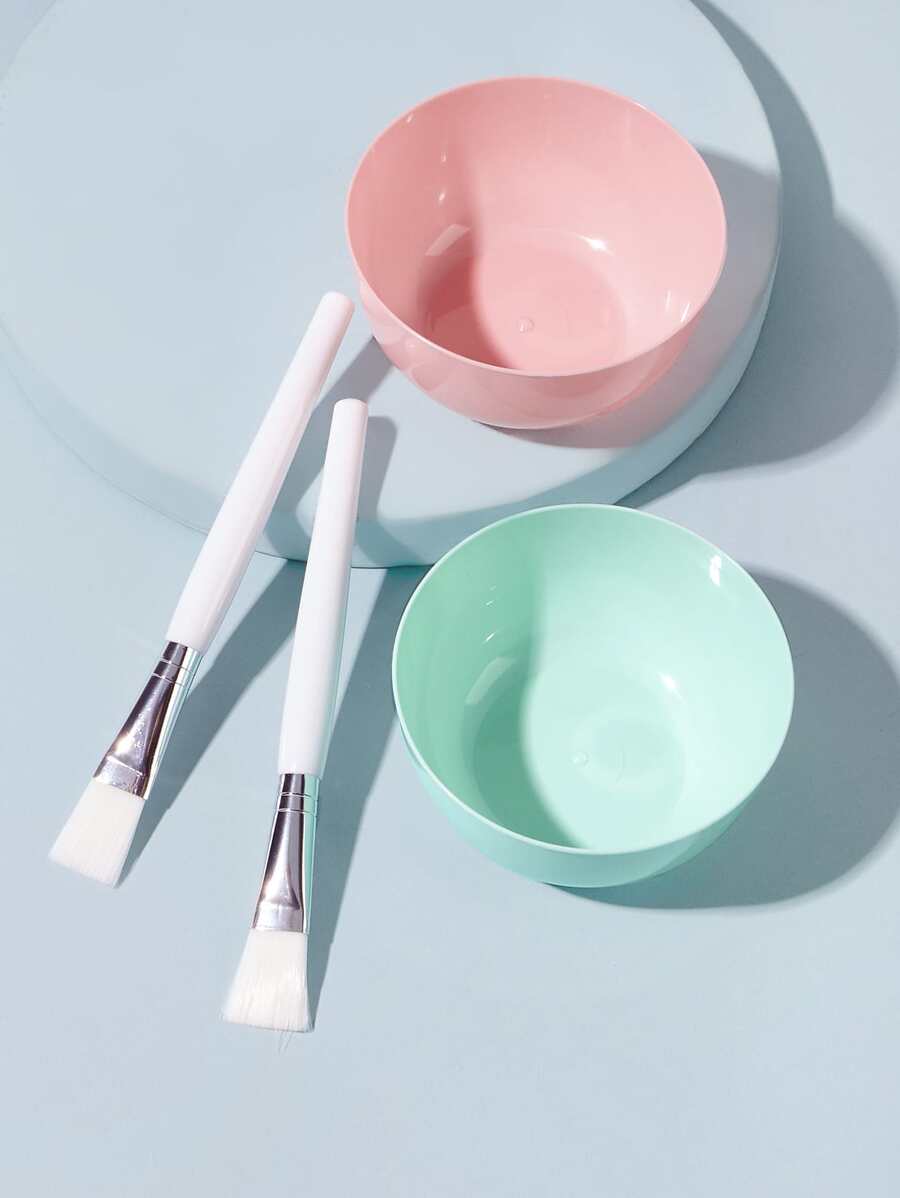 LAMEILA Set herramientas de hoja facial de belleza, combinación de cepillo de hoja facial de tazón de hoja facial, herramientas de belleza y maquillaje de bricolaje - Multicolor - Ver 1