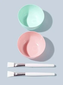 LAMEILA Set herramientas de hoja facial de belleza, combinación de cepillo de hoja facial de tazón de hoja facial, herramientas de belleza y maquillaje de bricolaje - Multicolor - Ver 2