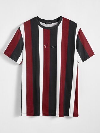 Manfinity VCAY Men Letter Graphic Striped Tee, Summer