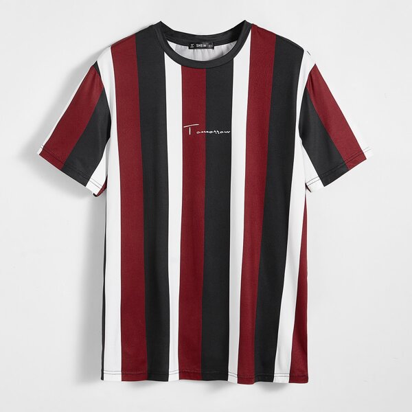 

Men Letter Graphic Striped Tee, Multicolor