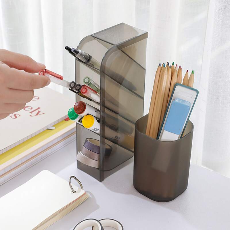 

1pc Clear Pen Holder, Grey
