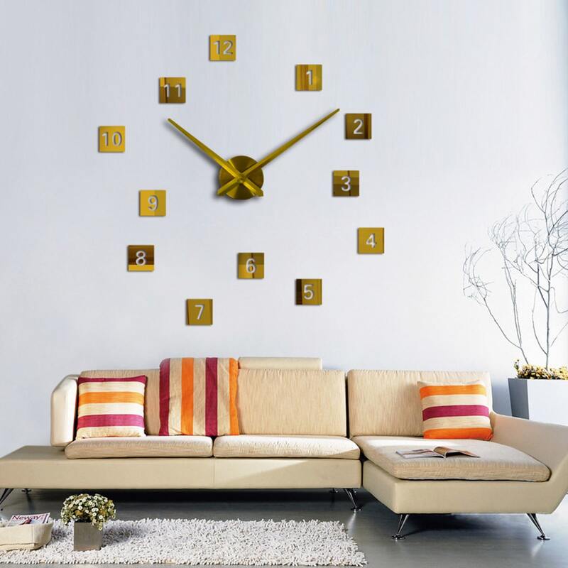 

1pc Square Decor Mirror Surface Wall Clock, Multicolor