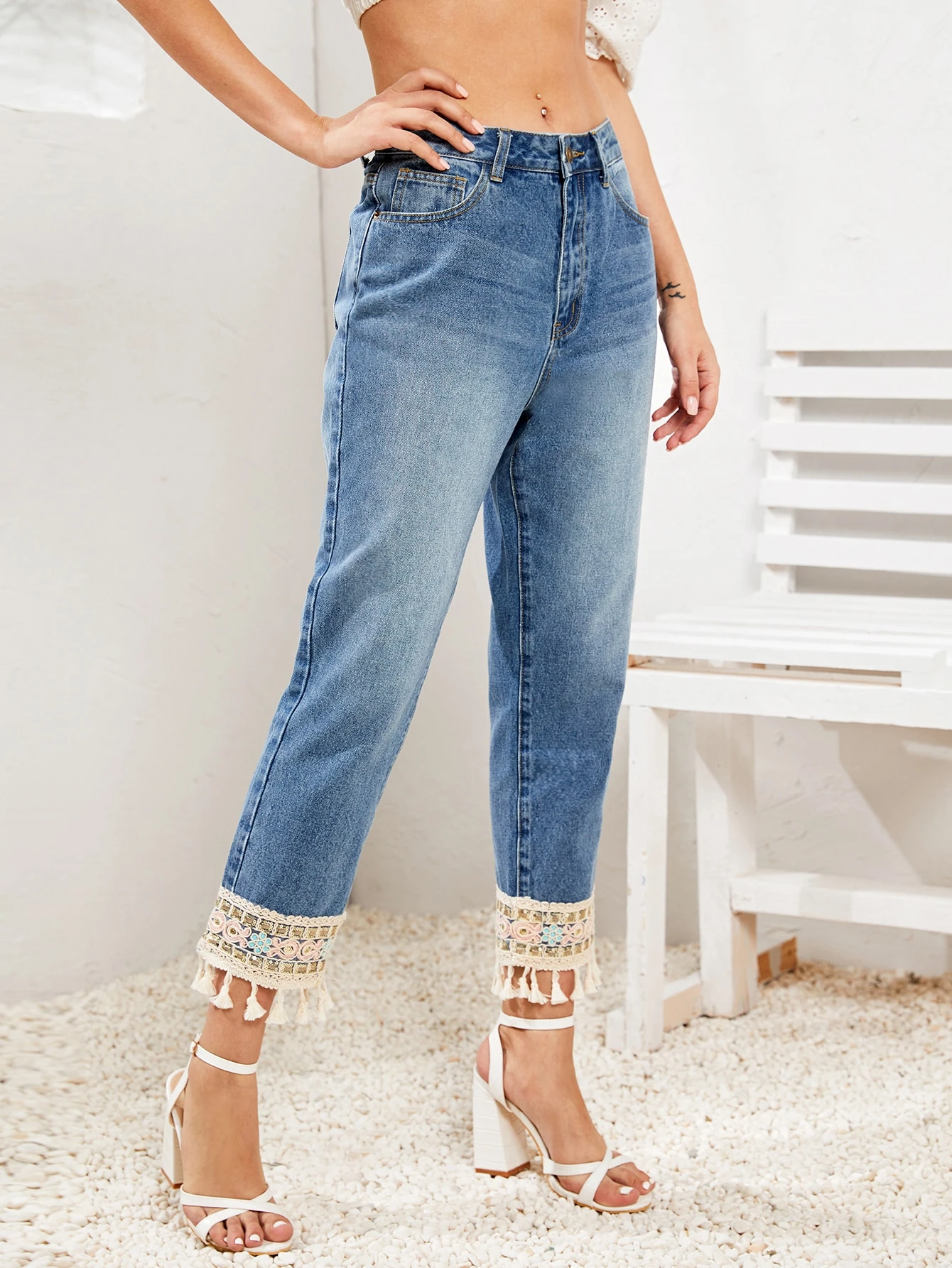 fringe hem jeans