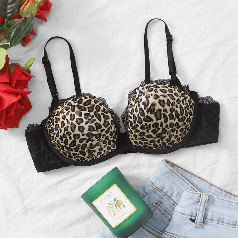 

Leopard Floral Lace Bra, Multicolor