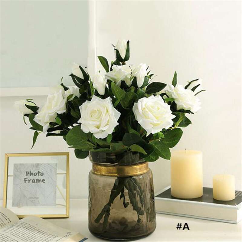 

1branch Artificial Rose With 2pcs Head, Multicolor