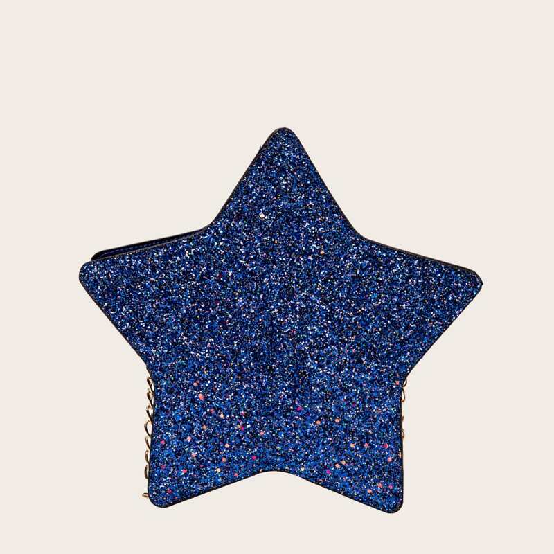 

Glitter Decor Star Shaped Crossbody Bag, Blue