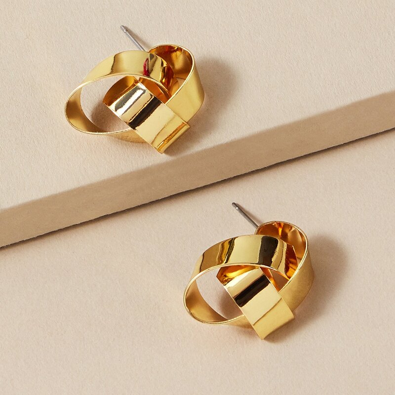 

1pair Cross Stud Earrings, Gold