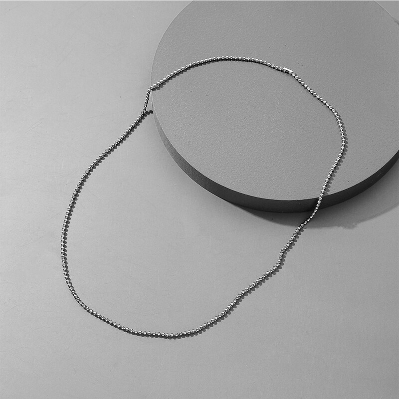 

Guys Round Ball Necklace, Silver
