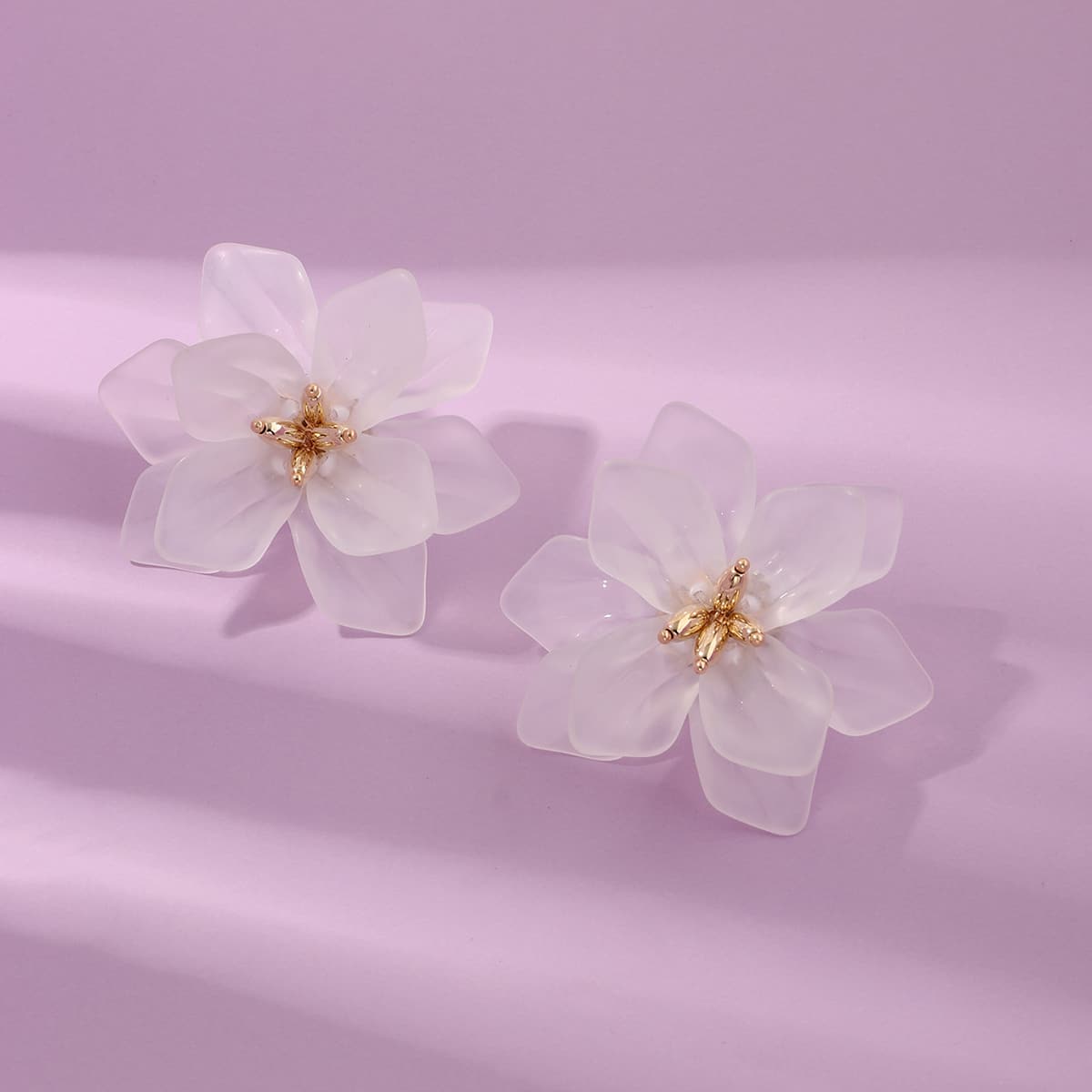 

1pair Flower Earrings, White
