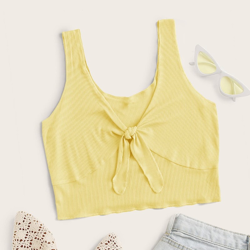 

Tie Front Yellow Tank, Yellow pastel