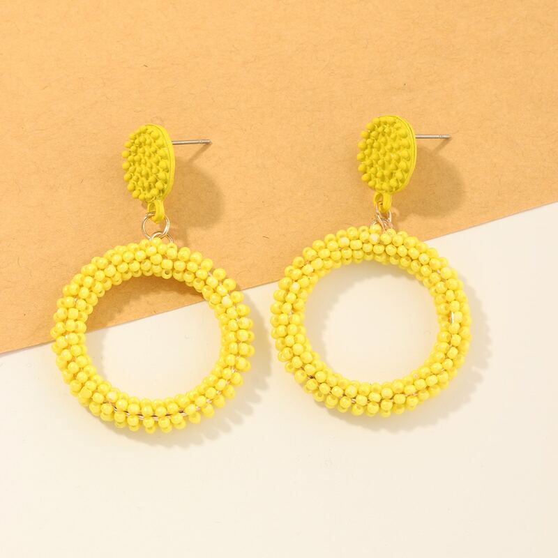 

1pair Beaded Drop Earrings, Yellow