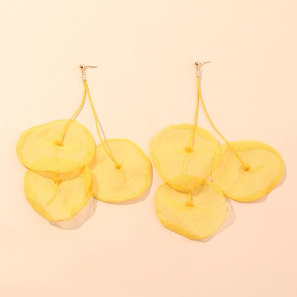 

1pair Mesh Drop Earrings, Yellow