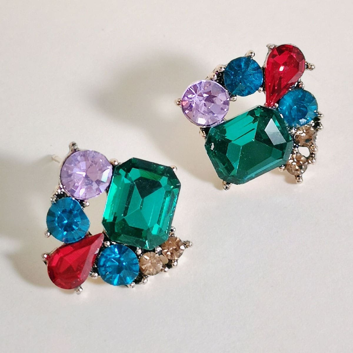 

Rhinestone Stud Earrings, Green