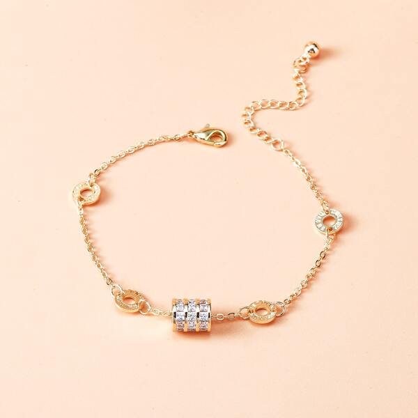 

1pc Rhinestone Chain Bracelet, Gold