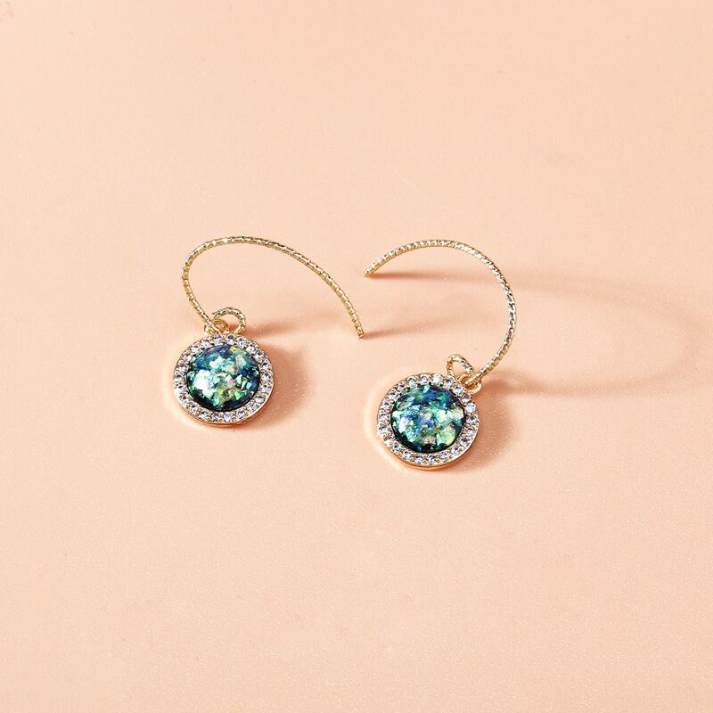 

1pair Rhinestone Earrings, Multicolor