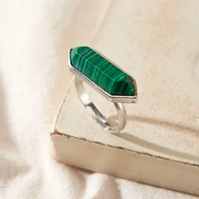 

1pc Stone Ring, Green