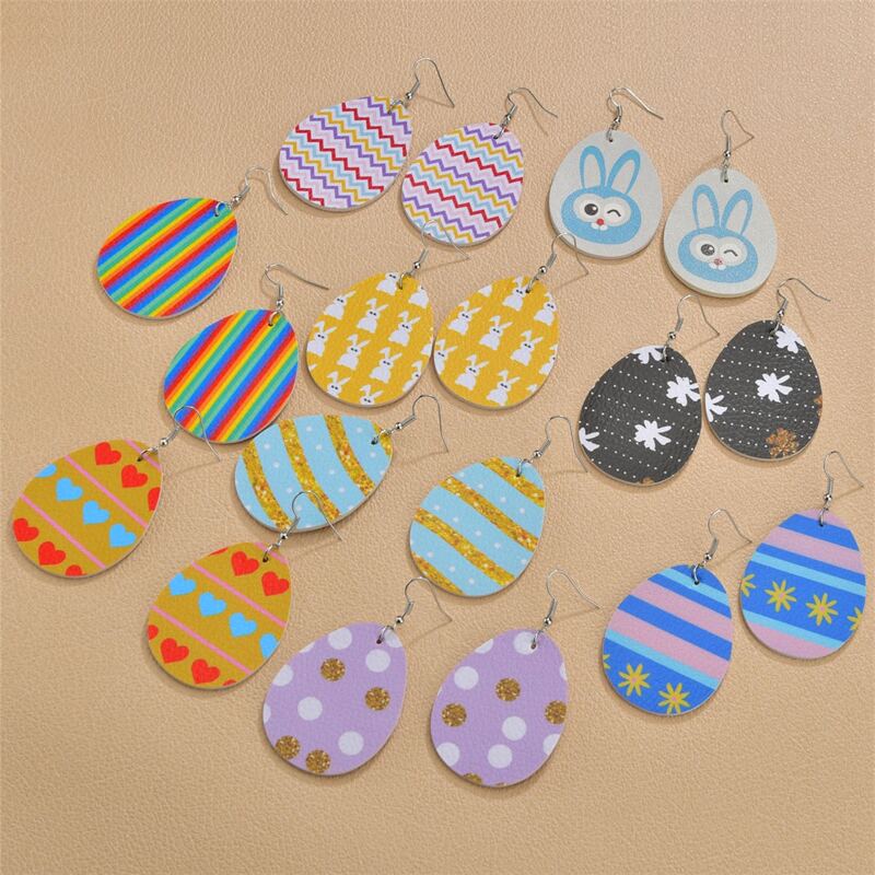 

9pairs Heart & Cartoon Drop Earrings, Multicolor