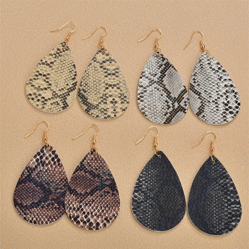 

4pairs Snakeskin Drop Earrings, Multicolor