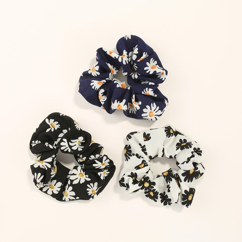 

3pcs Daisy Pattern Scrunchie, Multicolor