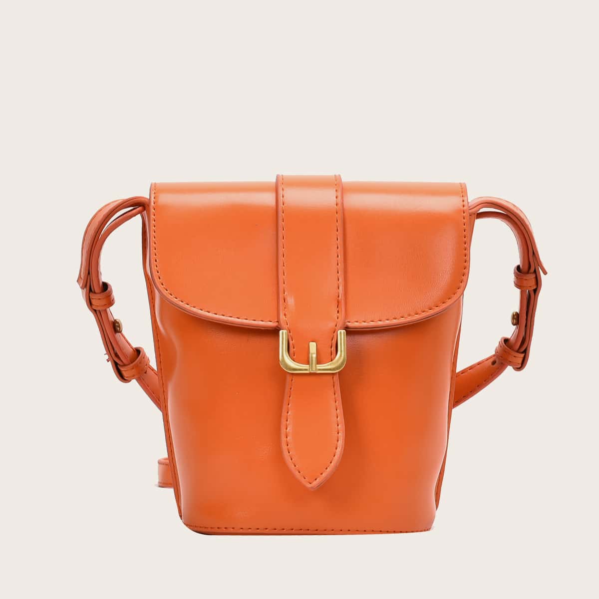 

Plain Flap Crossbody Bag, Orange
