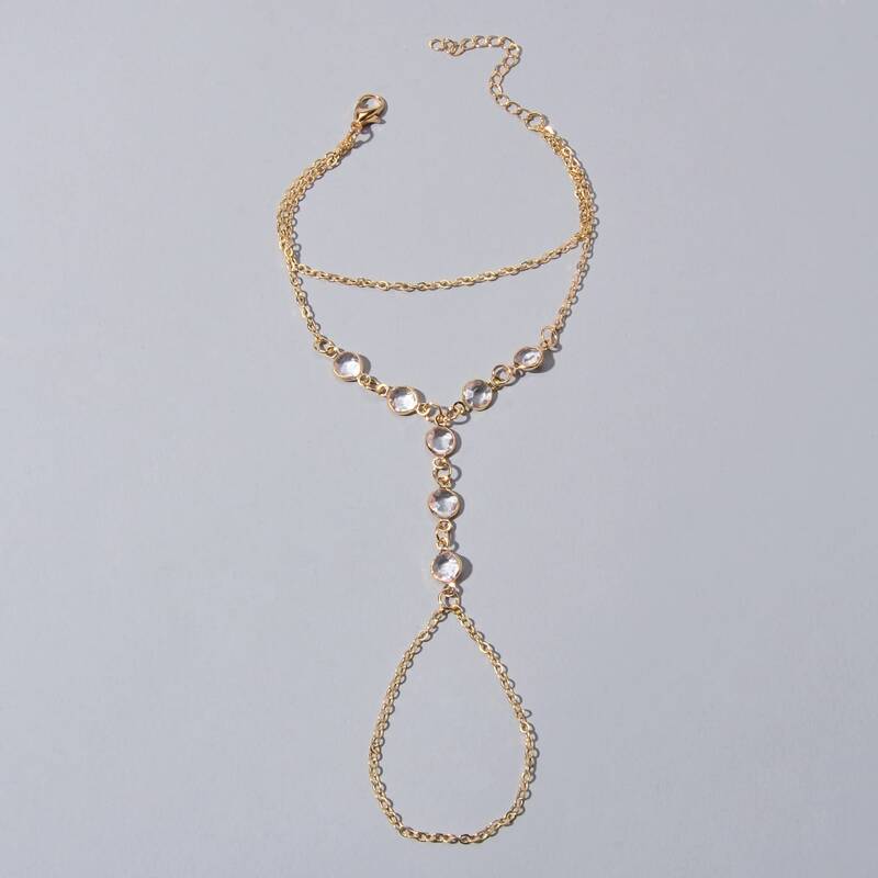 

1pc Layered Hand Chain, Gold