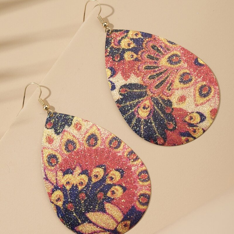 

Floral Pattern Water Drop Earrings, Multicolor