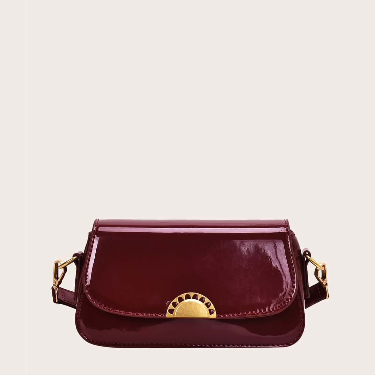 

Plain Flap Crossbody Bag, Burgundy
