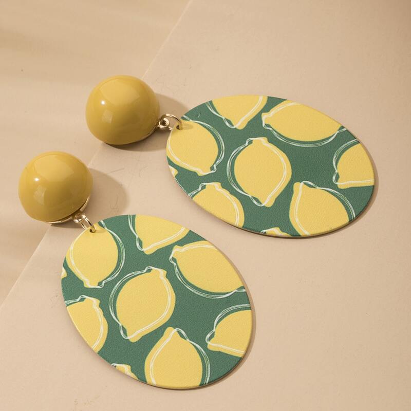 

Lemon Pattern Drop Earrings, Multicolor