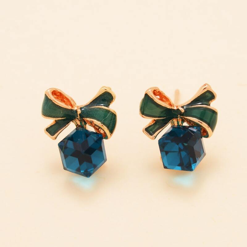 

1pair Bow Stud Earrings, Blue