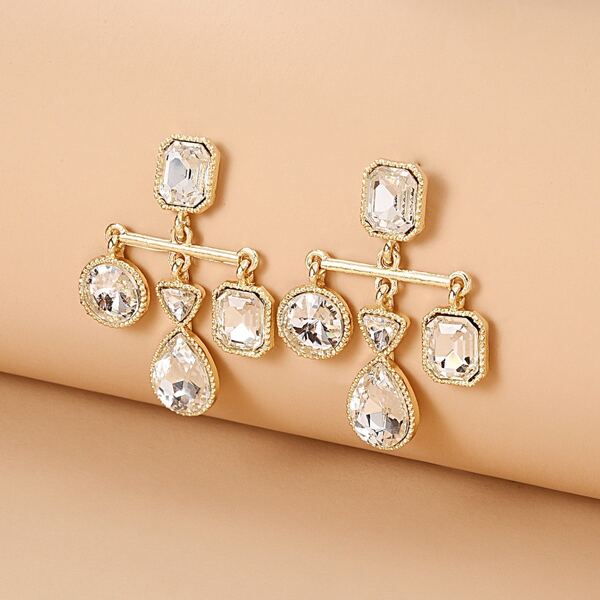 

Серьги-подвески с драгоценными камнями 1 пара, Золотистый