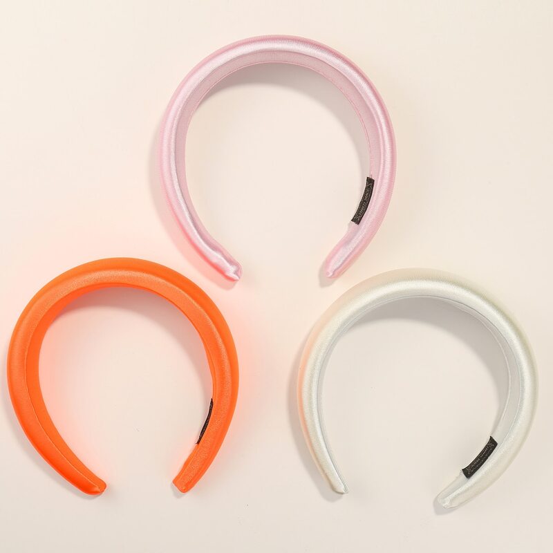 

3pcs Solid Padded Hair Hoop, Multicolor