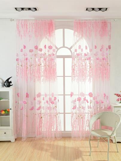 ستارة نافذة زجاج مطبوعة بموضوع العشب البري و الأسوارب ، قماش الياف الزجاج (نمط عشوائي)