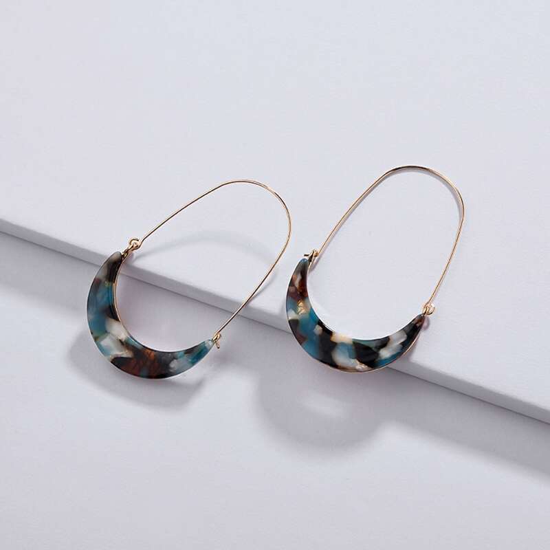 

Hollow Out Resin Hoop Earrings, Multicolor