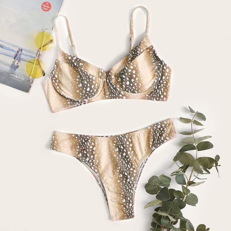 

Graphic Push Up Bikini Swimsuit, Multicolor