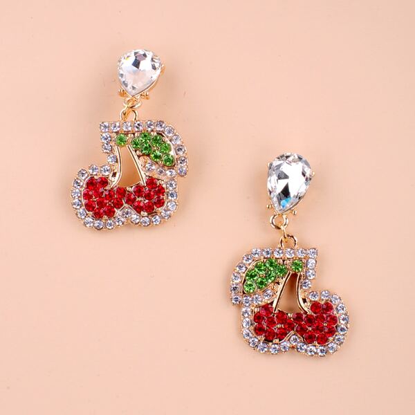 

Серьги-подвески в форме вишни, Многоцветный